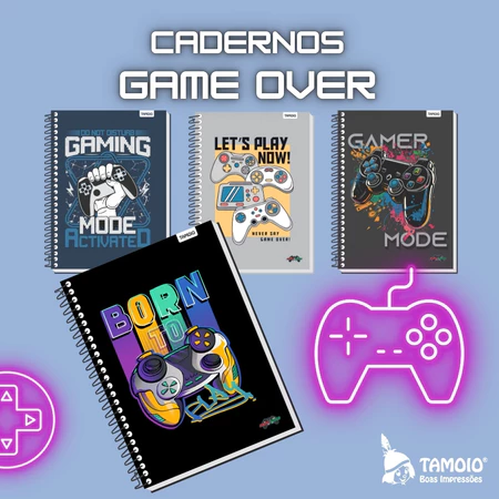 Caderno capa dura universitario gamer 20 matérias 320 folhas