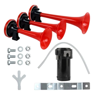 Buzina Verdureiro 3 Cornetas Com Compressor 12V Caminhão de Alta Potência Forte Elétrica