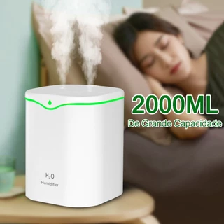 Umidificador De Ar Grande 2 Litros Com Bicos Dupla Difusor Aromatizador De Ambiente Usb Led Purificador De Ar Para Quarto