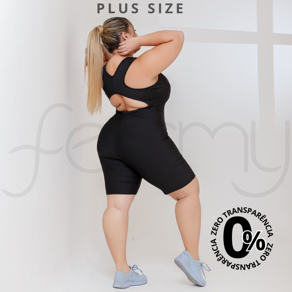 PLUS SIZE Macaquinho Macacão Fitness Academia EXCELENTE QUALIDADE (COM BOJO REMOVIVEL)