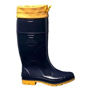 Bota Galocha Impermeável Calfor Pampeana Azul/Amarela C/ Amarra Cano Alto Confortável CA 39764