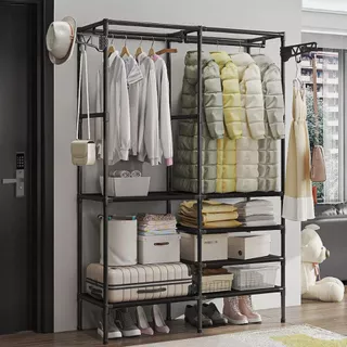 Cabideiro Duplo Organizador de Closet Arara Desmontável Roupeiro de Solteiro