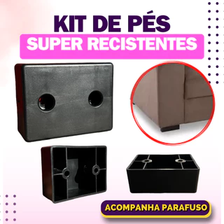 Kit Pés Multiuso, Sofá, cama... - Plástico Super Resistente Acompanha parafuso Pé Retângulo P /30