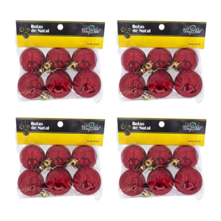 Kit 24 Bolinhas 4cm Enfeitar Decorar Pendurar Árvore Natal