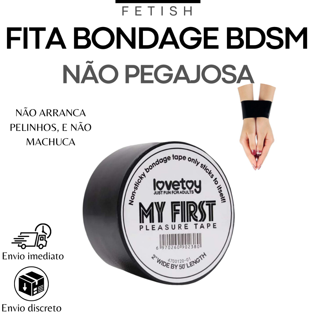 Fita BDSM Fetiche Bondage Tape Preta Lovetoy My First Non Sticky BDSM - Lovetoy