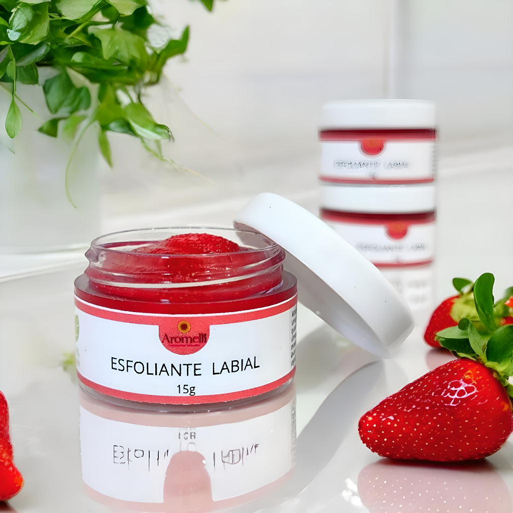 Esfoliante Labial Morango Lip Scrub 15g - Vitamina E - Vegano