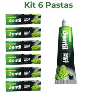 Kit 6 Creme Dental Dentil Ultra Mint Com Xilitol Sem Flúor Menta Refrescância Total em Oferta na Shopee
