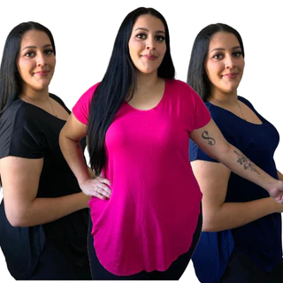 Kit 3 Blusas Tapa Bumbum Plus Size de Viscolycra Fitness