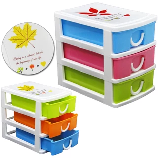 Gaveteiro Organizador com 3 Gavetas Plástico Colorido.