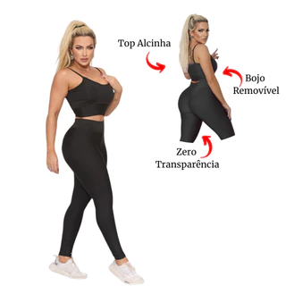 Conjunto Feminino Academia Legging Fitness Zero Transparência