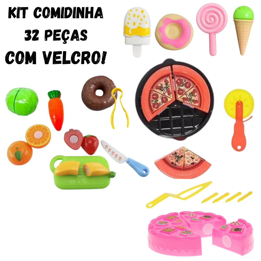 32 pçs Comidinha de Brinquedo De Cortar Com Velcro Frutas de Brinquedo ...