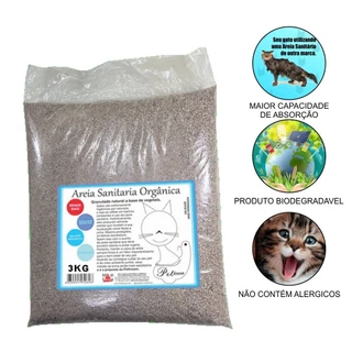 Areia Higienica para Gatos Sanitaria de Mandioca 2.8KG Natural Biodegradavel