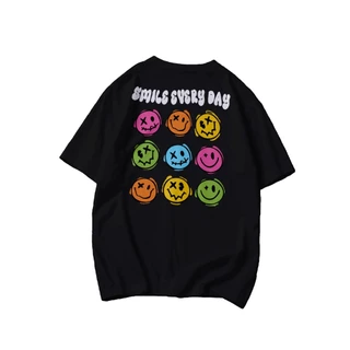 Camiseta Camisa Casual 100% Algodão Fio 30.1 Estampa de Alta Qualidade Smile Every Day Estampas Frente e Costas Casual Streetwear
