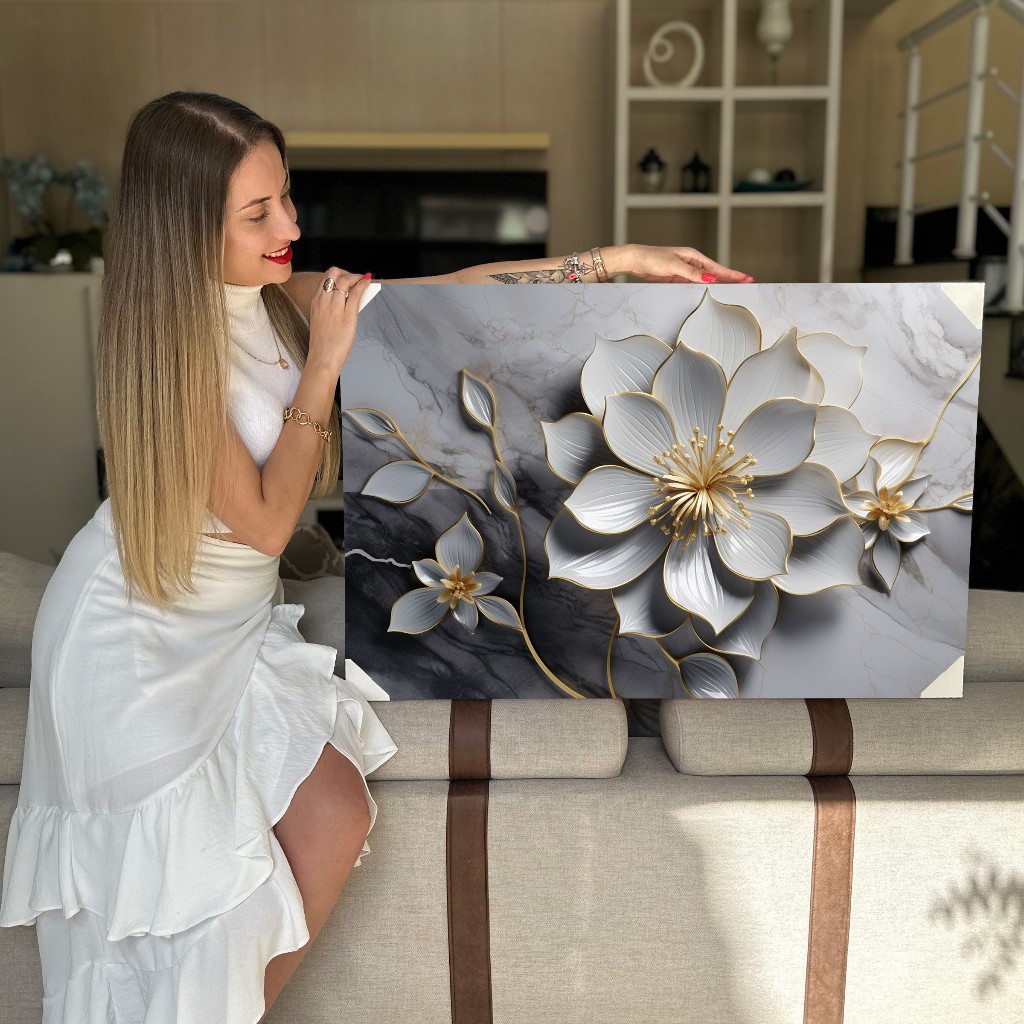 Quadro Decorativo Grande Composição Floral Horizontal Vários