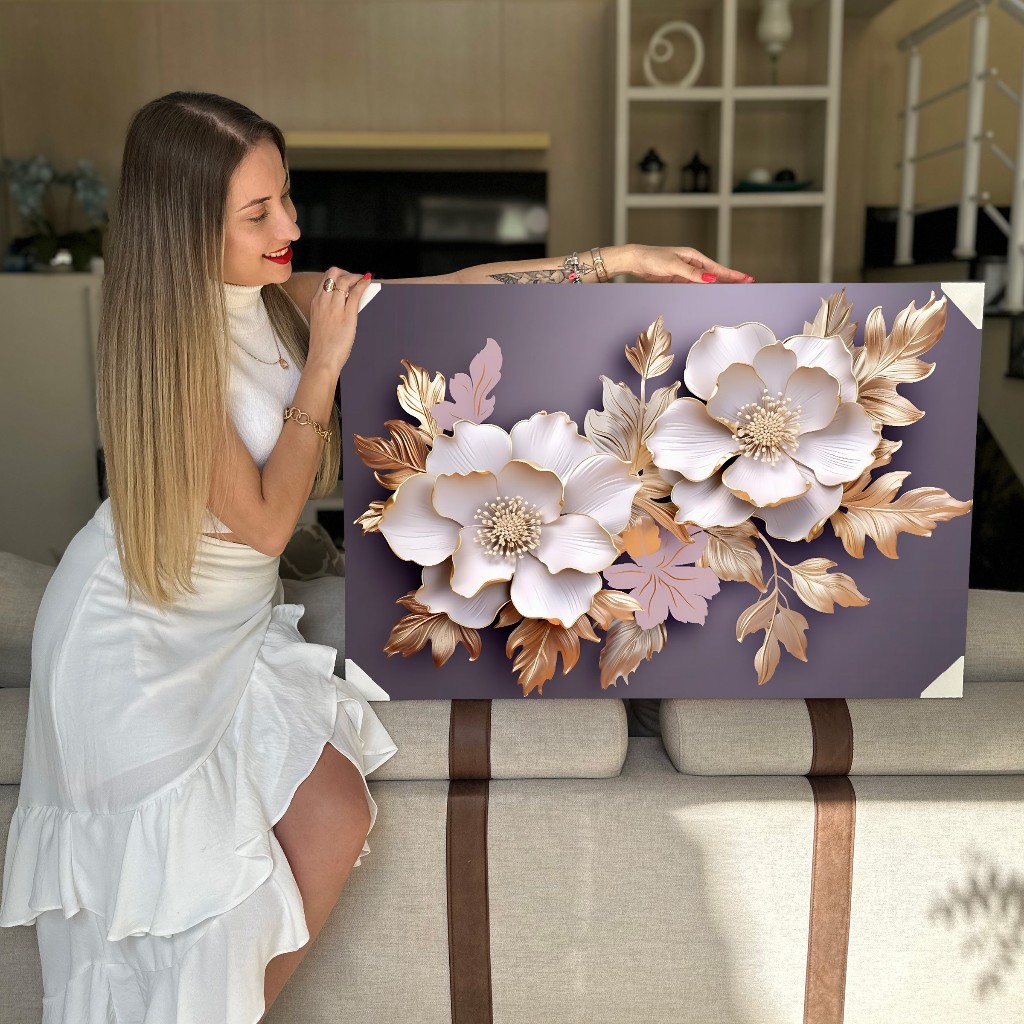 Quadro Decorativo Grande Composição Floral Horizontal Vários