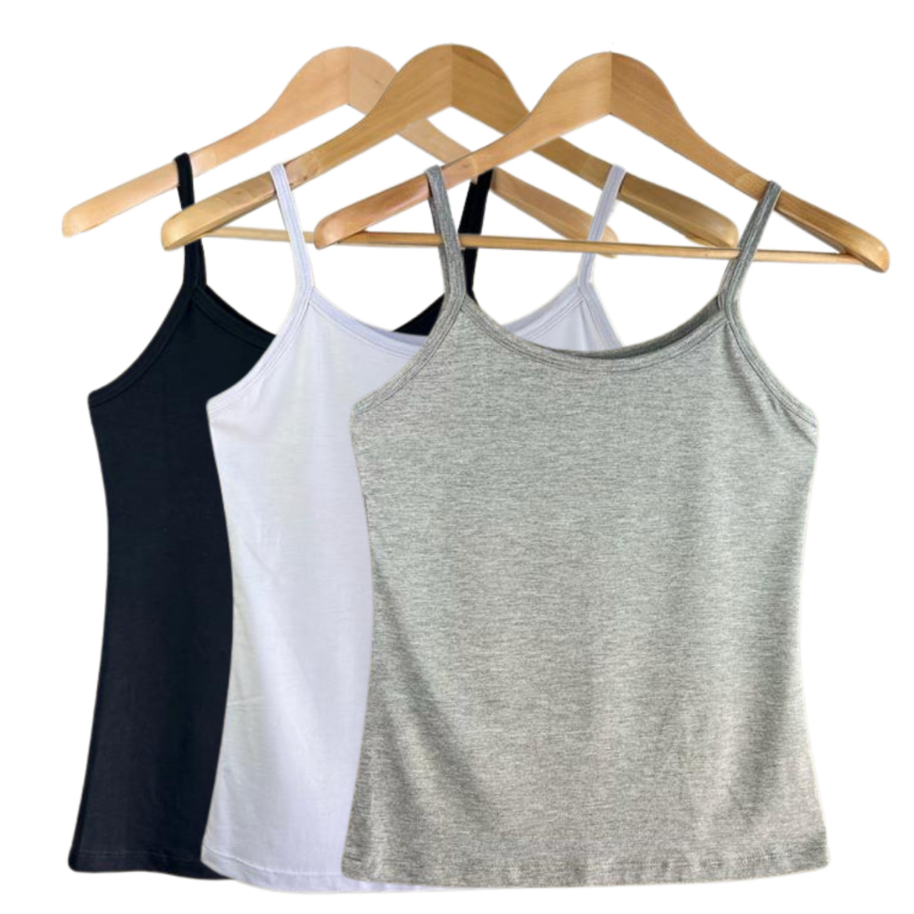 Kit 3 Regata de Alcinha Básica Feminina Casual