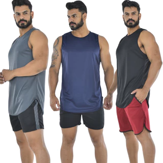 Regatão LongLine Masculina para Academia Camiseta Regata Long Dry pra treino e atividade Fisica