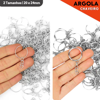 Argola Para Chaveiro Com Corrente - Tamanhos: 20mm / 24mm  - Pacote Com 50 / 100 Unidades - Mazzal em Oferta na Shopee