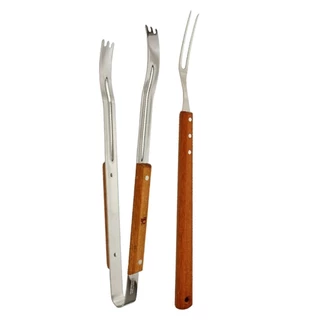 Conjunto KIT Churrasco 35,3X2,3CM De Aço Inox Contendo Um Garfo E Um Pegador Prático E Fácil Linha Cheff Clink