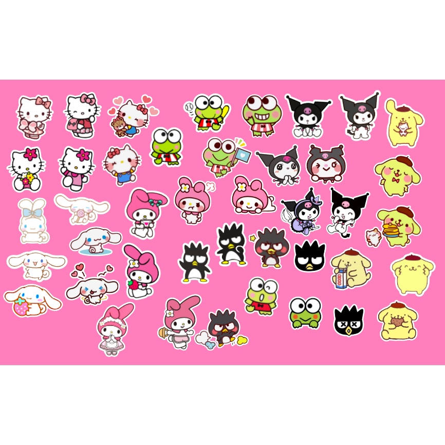 Kit de Adesivos Sanrio Kuromi Hello Kitty My Melody Keroppi Pom Pom ...