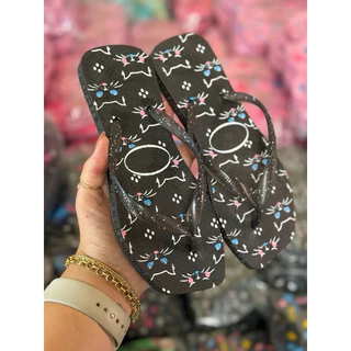 Chinelo femininos estampas bico redondo