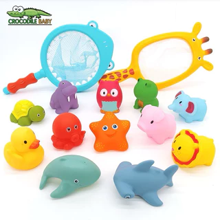Brinquedos de banho para crianças 4 em 1 Tubarão Tartaruga Baleia pato banho rede