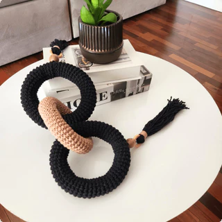 Colar de Mesa Corrente Decorativa 70cm c/3 Elos Grandes Crochê Peça Artesanal Moderna e Sofisticada