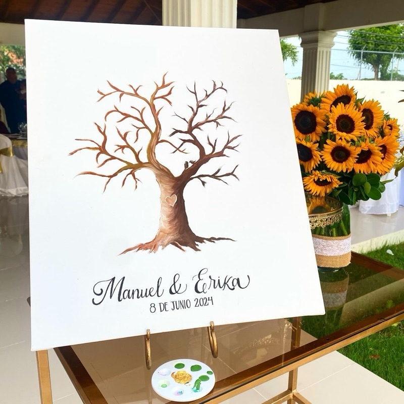 Quadro decorativo para casamento Árvore digitais Assinatura