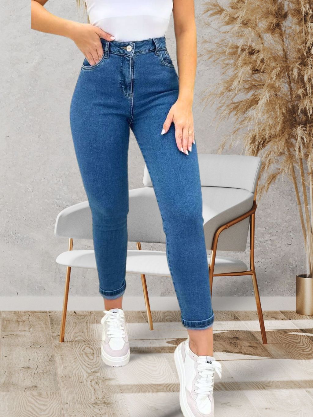 Cheap calça jeans feminina com barra dobrada Hot Sale
