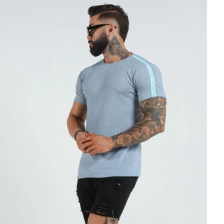 Camiseta Masculina Canelada Texturizada estilo Americano