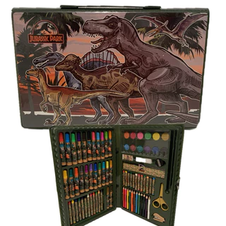 Estojo Maleta Escolar Pintura Infantil 86 Peças Dinossauro Jurassic Park