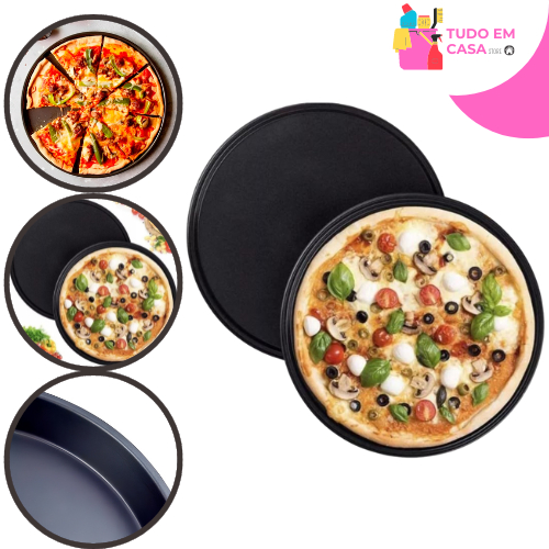 Forma De Pizza Assadeira Antiaderente Bandeja Resistente