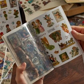 20páginas - livro de adesivos - caderno - imagens vintage - florais - cores diversas - livro - caderno - scrapbook - journal - vintage