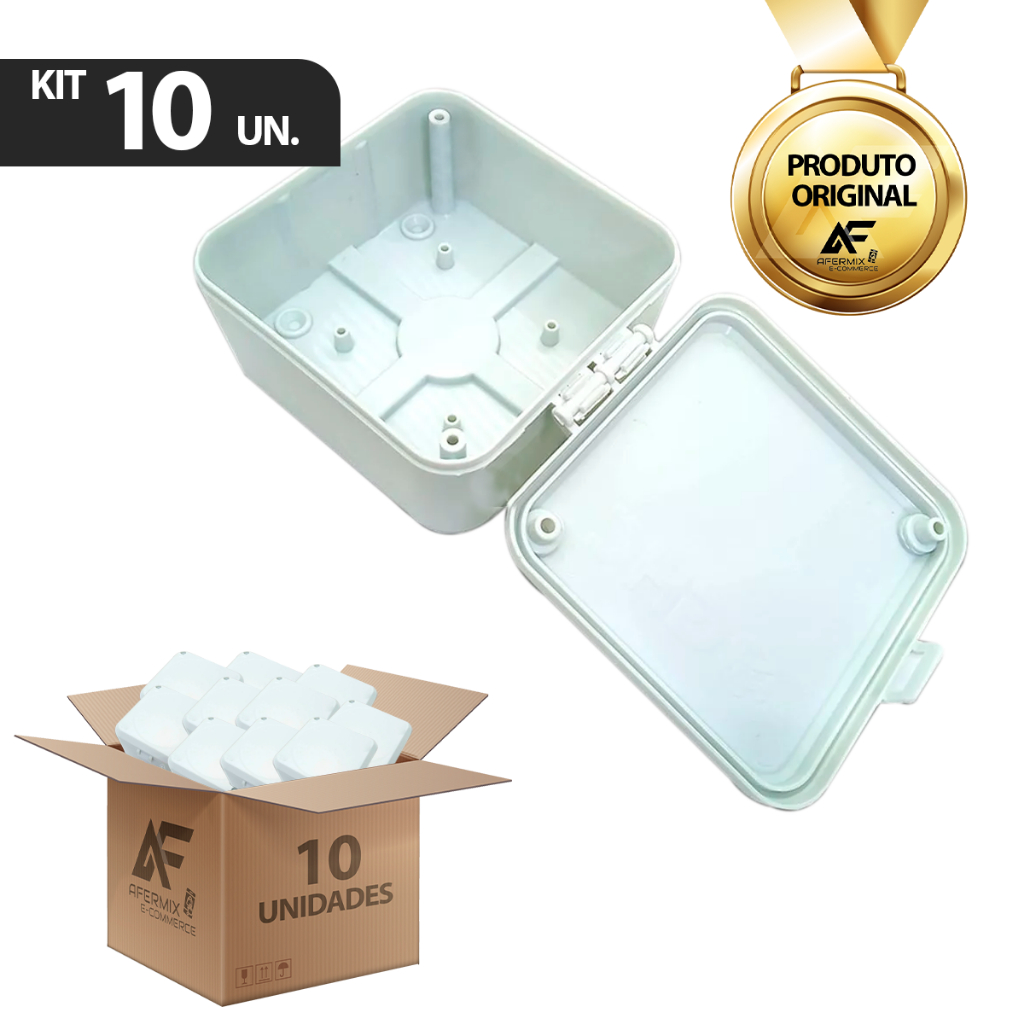 Kit 10 Caixas Proteção Conector Câmera Cftv Cabo Fonte 10x10