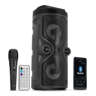 Caixa De Som Grande Portátil Bluetooth LED RGB Rádio Fm Usb Sd Com Controle Remoto e Microfone