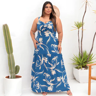 Vestido Longo Feminino Plus Size