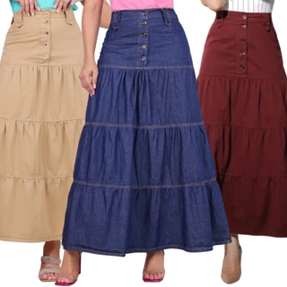 Saia Jeans Feminina Saia Longa 3 Marias Saia Com Botões