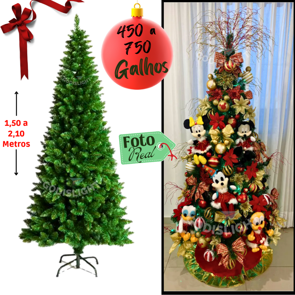 Árvore De Natal 450 Galhos Cheia 1,50 Ou 1,80 Metros Grande Natal ...