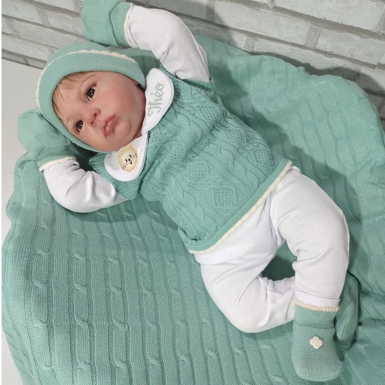 conjunto saida maternidade RN 7 peças bordada bebê menino menina