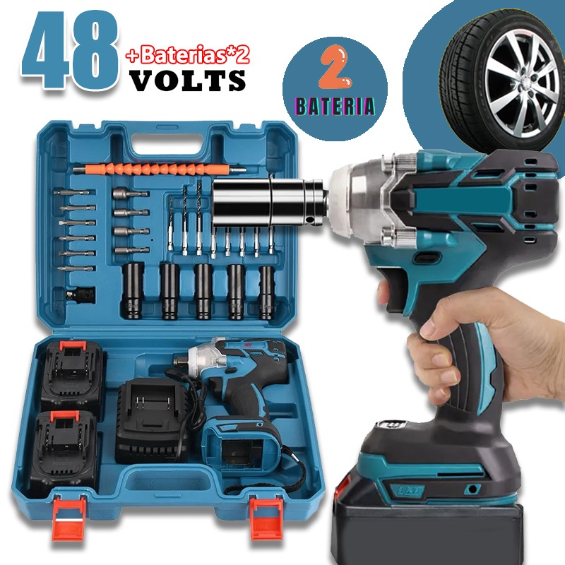 Chave De Impacto Parafusadeira Furadeira 02 Baterias 48v