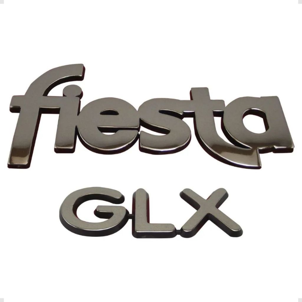 Emblema Fiesta E Glx Cromado Com Fundo Preto
