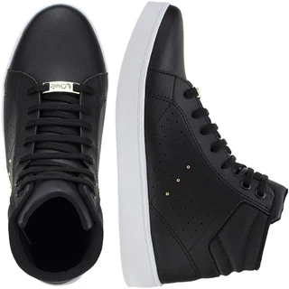 Tênis Feminino Cano Alto Preto Cadarço Casual Solado Leve Sapatênis 10-173