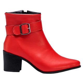 Bota Bico Fino Feminina Cano Curto Salto Saltinho Shekinah Fivela Removível Ziper Lançamento Moderna