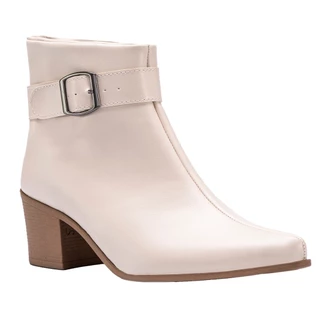 Bota Feminina Bico Fino Salto Shekinah Confortável Ziper Fivela Removível Moderna Blogueira Fashion
