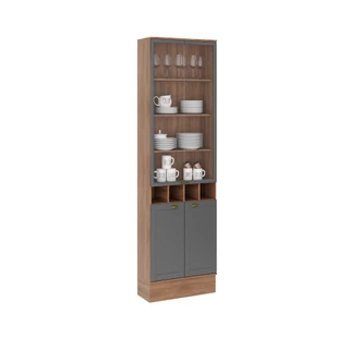 Cristaleira 2 Portas Vidro Milla Nog/Cinza 70cm Carraro em Oferta na Shopee