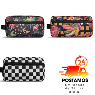 Necessaire Bolsa Bag de Mão Estampada Multiuso com 2 Divisórias Estojo Maquiagem Para viagens