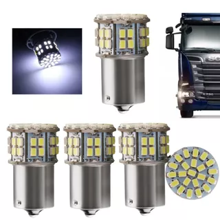 Kit 4 Lampada 50 Led Ba15s 1 Polo P21w 1156 1141 Branco 24v