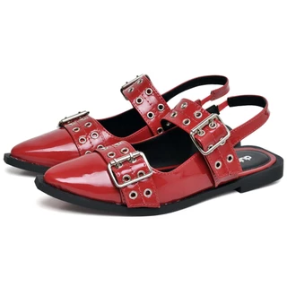 Sapatilha Feminina Dubuy Slingback Bico Fino Vermelho Original Maju 1302DB