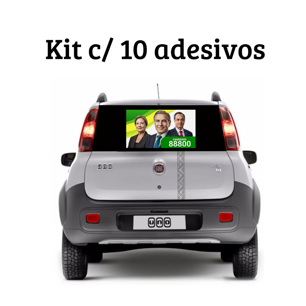 Kit com 10 Adesivos Perfurado Vidro Traseiro Eleições Carros Propagandas