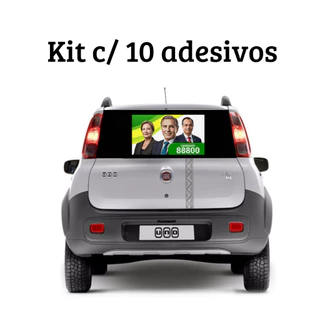 Kit com 10 Adesivos Perfurado Vidro Traseiro Eleições Carros Propagandas